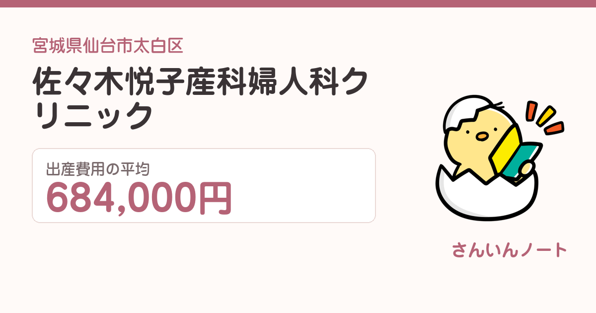 佐々木悦子産科婦人科クリニックの出産費用