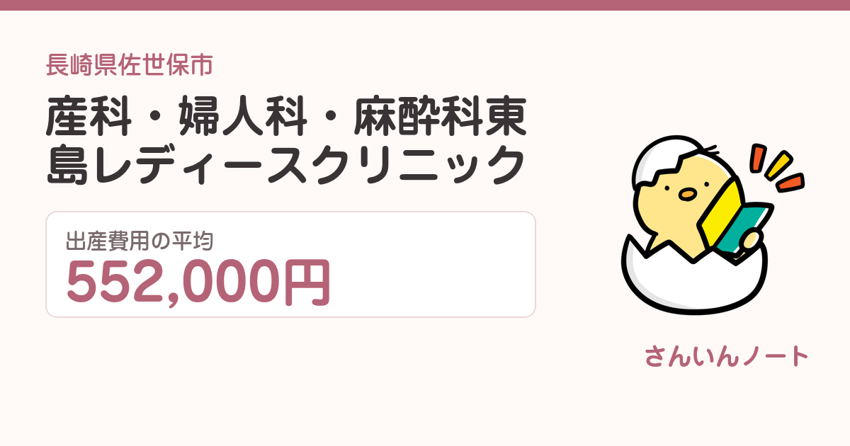 産科・婦人科・麻酔科 東島レディースクリニックの出産費用