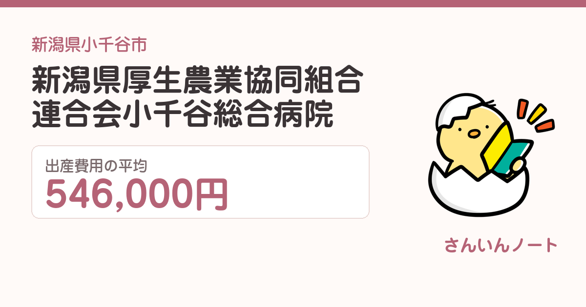 新潟県厚生農業協同組合連合会小千谷総合病院の出産費用