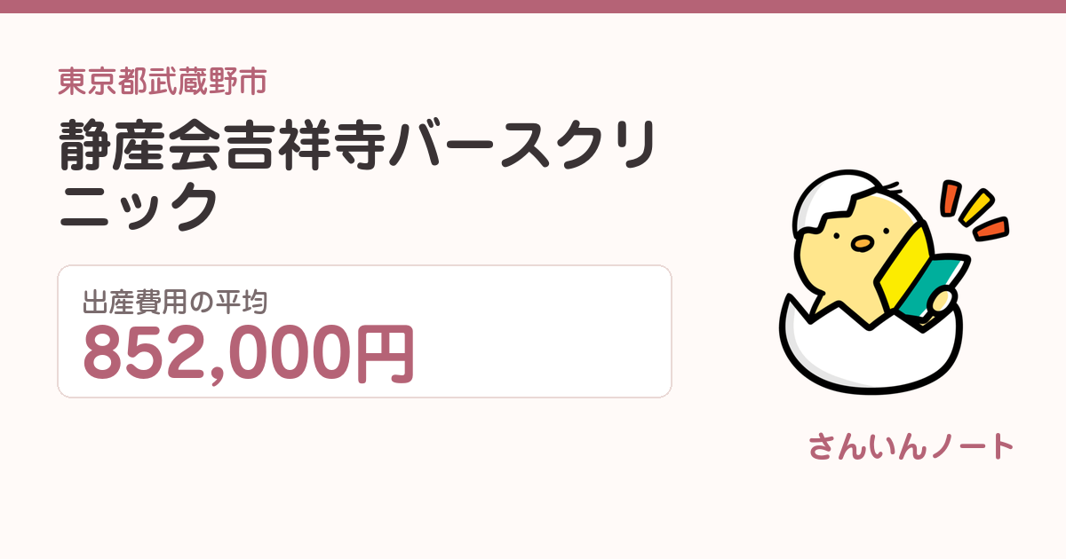 静産会吉祥寺バースクリニックの出産費用