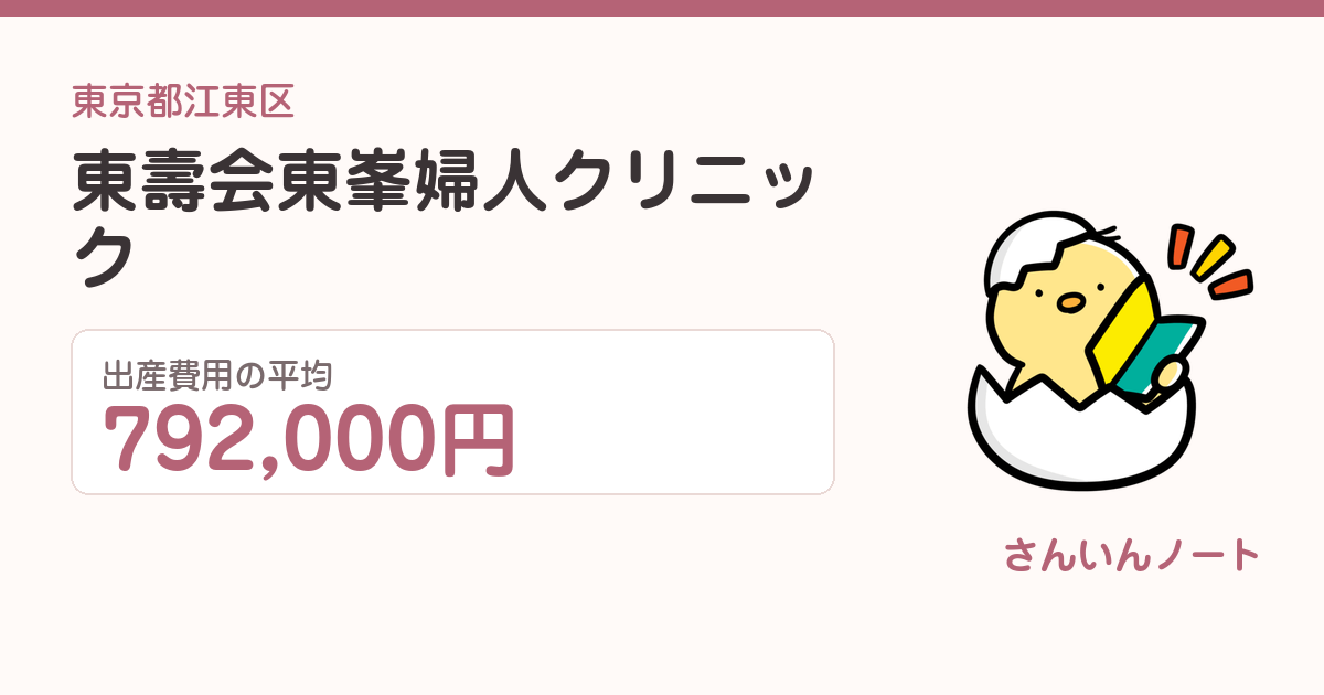 東壽会東峯婦人クリニックの出産費用